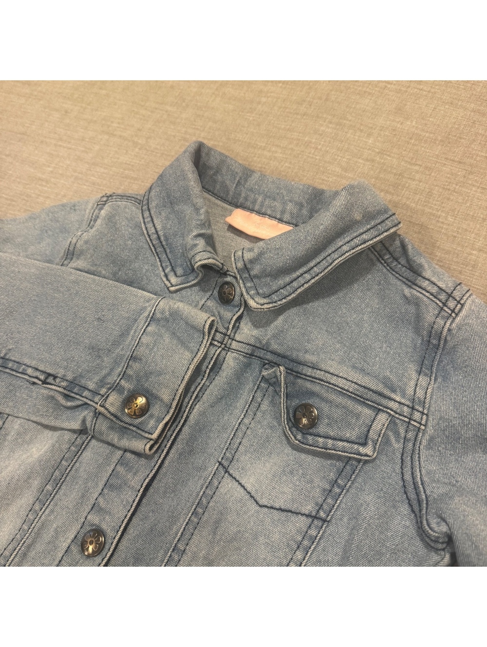 Girls Kids Headquarters Denim Jean Jacket Size XL 7/8 Blue Button Front